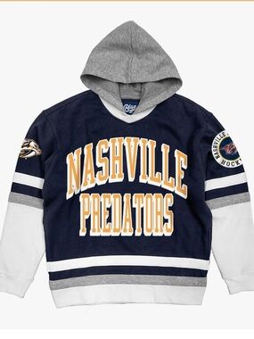 Blue 84 Navy, Gray & White Nashville Predators Crewneck Hoodie